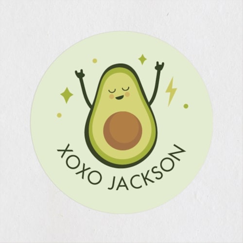 This is a lettuce custom stickers with standard by Tennie and Co. called guac on! printing on uncoated sticker paper in sticker