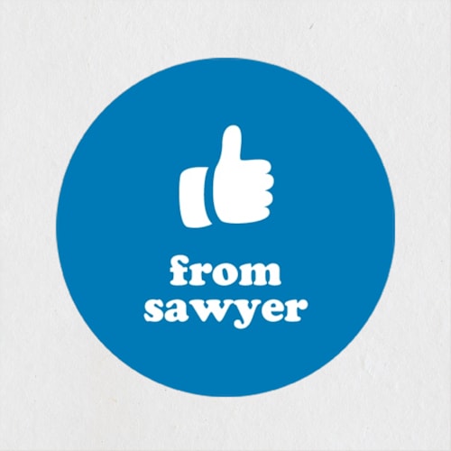 This is a true blue custom stickers with standard by Lea Delaveris called text printing on uncoated sticker paper in sticker