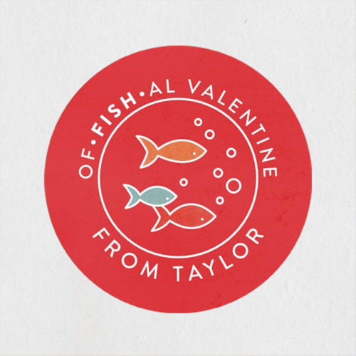 This is a coral custom stickers with standard by Jill Means called school of fish printing on uncoated sticker paper in sticker