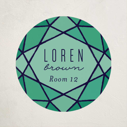 This is a emerald name labels with standard by Rebecca Bowen called gem printing on waterproof sticker paper in sticker
