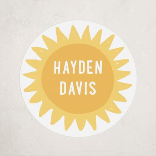 This is a rainbow name labels with standard by Hooray Creative called joyful rainbow printing on waterproof sticker paper in sticker