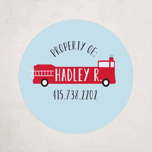 This is a clear sky name labels with standard by Dea and Bean called fire engine name printing on waterproof sticker paper in sticker