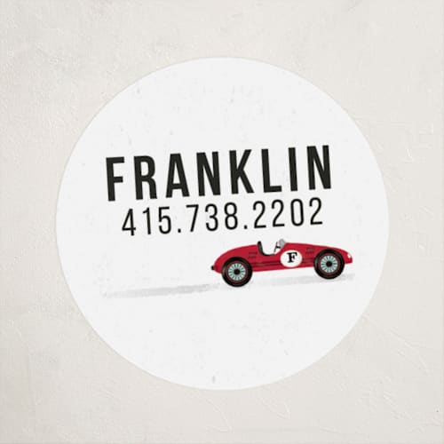 This is a tomato name labels with standard by chocomocacino called vintage race car printing on waterproof sticker paper in sticker