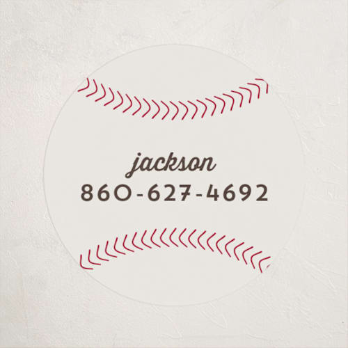This is a dirt name labels with standard by Sarah DeWitt called home run printing on waterproof sticker paper in sticker