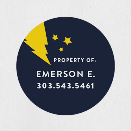 This is a midnight name labels with standard by Olivia Raufman called flash printing on waterproof sticker paper in sticker