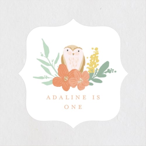 This is a snow kids stickers with standard by Grace Kreinbrink called woodland one printing on uncoated sticker paper in sticker