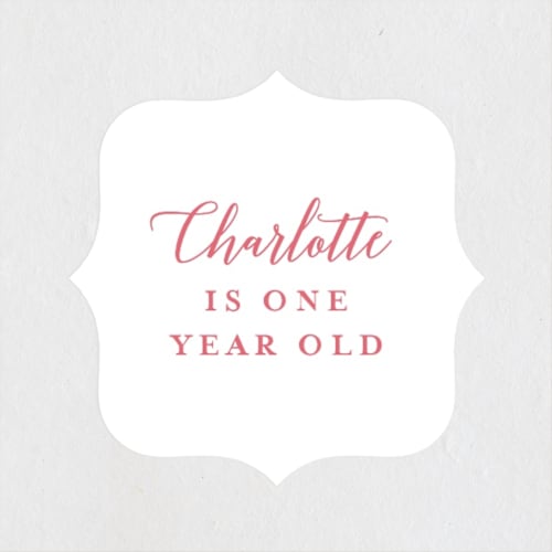 This is a blush kids stickers with standard by Genna Blackburn called big script printing on uncoated sticker paper in sticker