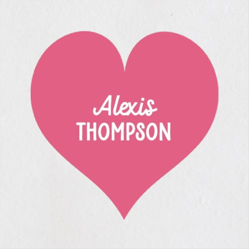 This is a magenta custom stickers with standard by Jessie Steury called heart glasses printing on uncoated sticker paper in sticker