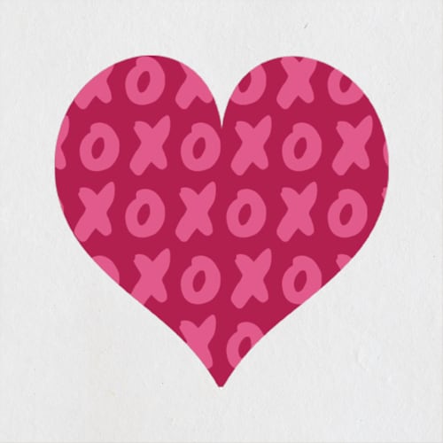 This is a fucshia stickers with standard by Shari Margolin called sweet nothings xo printing on uncoated sticker paper in sticker