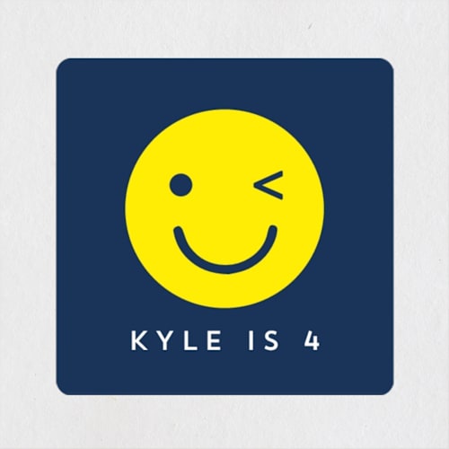 This is a navy kids stickers with standard by Baumbirdy called emoji party printing on uncoated sticker paper in sticker