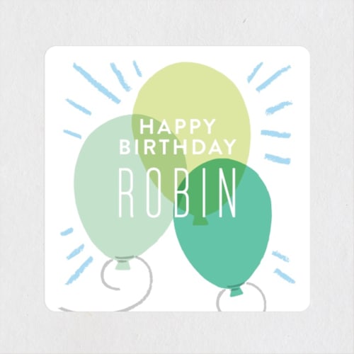 This is a azure kids stickers with standard by Alethea and Ruth called balloon party printing on uncoated sticker paper in sticker