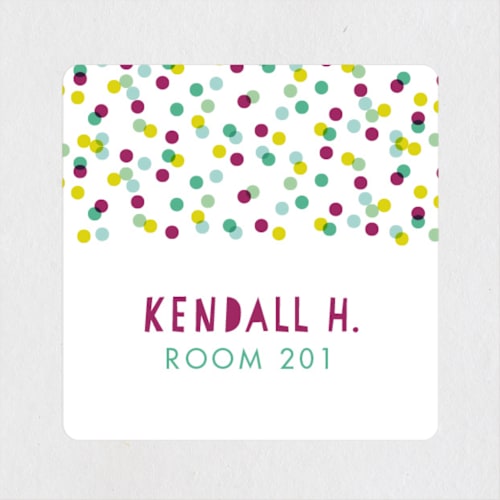 This is a orchid name labels with standard by Jessica Williams called confetti shower printing on waterproof sticker paper in sticker