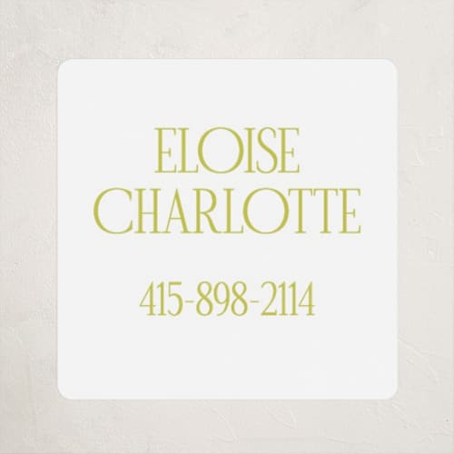 This is a lime name labels with standard by Ellen Schlegelmilch called elegant serif printing on waterproof sticker paper in sticker