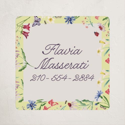 This is a citrus name labels with standard by Pati Cascino called blooming garden printing on waterproof sticker paper in sticker
