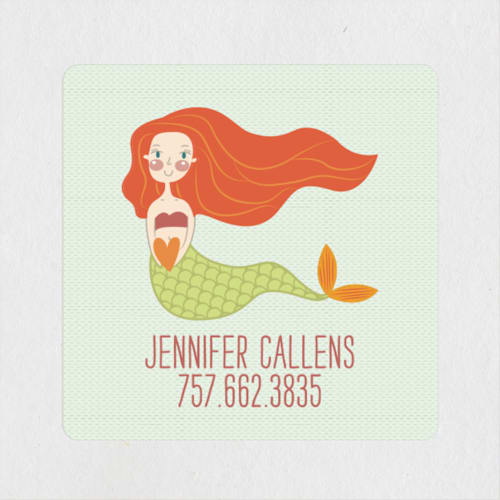 This is a redhead name labels with standard by Brittany Porter called mermaid for me printing on waterproof sticker paper in sticker