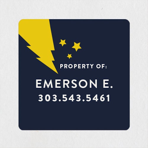 This is a midnight name labels with standard by Olivia Raufman called flash printing on waterproof sticker paper in sticker