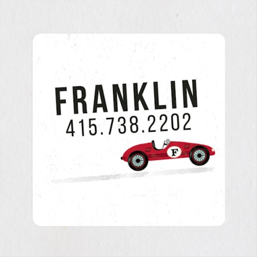 This is a tomato name labels with standard by chocomocacino called vintage race car printing on waterproof sticker paper in sticker