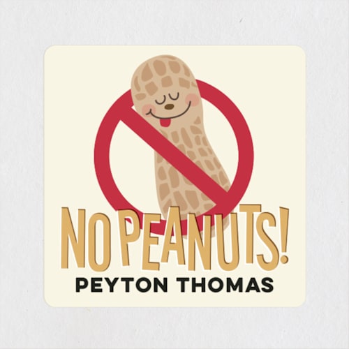 This is a banana name labels with standard by Jessie Steury called no peanuts printing on waterproof sticker paper in sticker