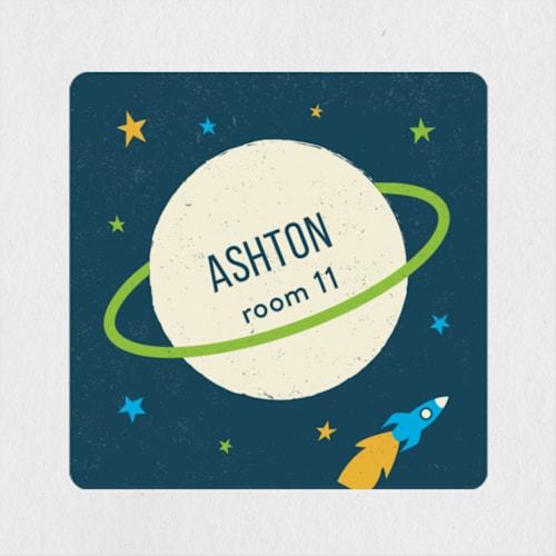 This is a almond name labels with standard by Kelsey Cashman called outer space printing on waterproof sticker paper in sticker