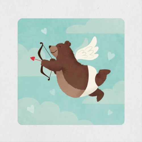 This is a sky custom stickers with standard by Susan Asbill called cupid printing on uncoated sticker paper in sticker