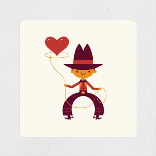 This is a cherry custom stickers with standard by Bob Daly called be mine cowboy printing on uncoated sticker paper in sticker