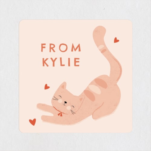 This is a apricot custom stickers with standard by Angela Thompson called cats meow printing on uncoated sticker paper in sticker
