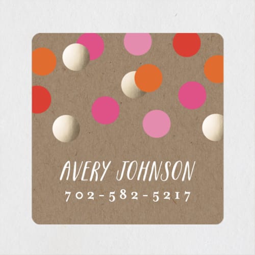 This is a tangerine custom stickers with standard by Abby Munn called confetti smiles printing on uncoated sticker paper in sticker