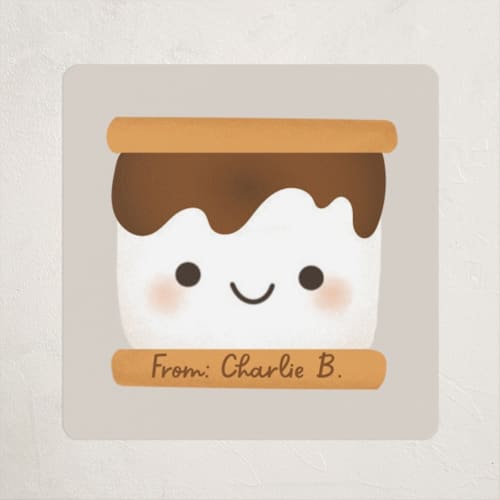 This is a smoke custom stickers with standard by Itsy Belle Studio called s'more printing on uncoated sticker paper in sticker