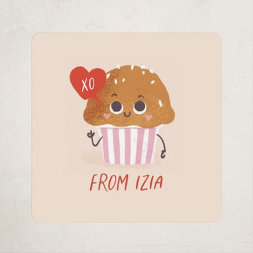 This is a strawberry custom stickers with standard by Leia Matt called muffin pal printing on uncoated sticker paper in sticker