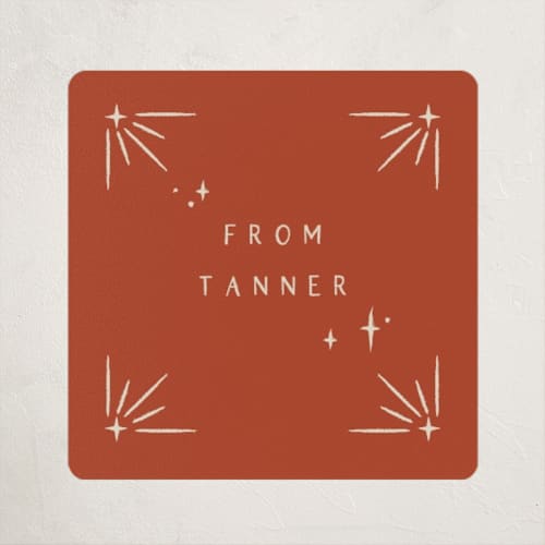 This is a rust custom stickers with standard by Kiersten Garner called boot scootin' printing on uncoated sticker paper in sticker