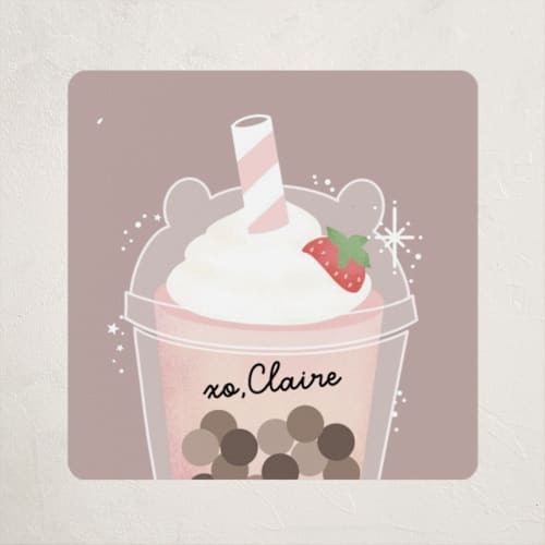 This is a mocha custom stickers with standard by Itsy Belle Studio called best-teas printing on uncoated sticker paper in sticker