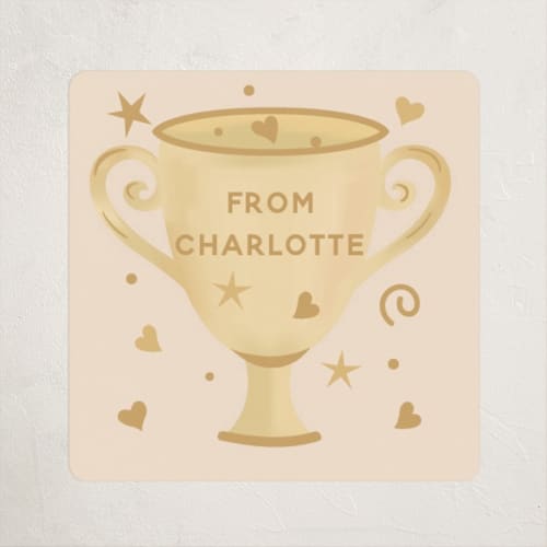 This is a peach custom stickers with standard by Jennifer Holbrook called a prize just for being you printing on uncoated sticker paper in sticker