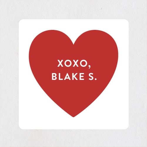 This is a red hot custom stickers with standard by Jessica Ogden called happy heart day printing on uncoated sticker paper in sticker
