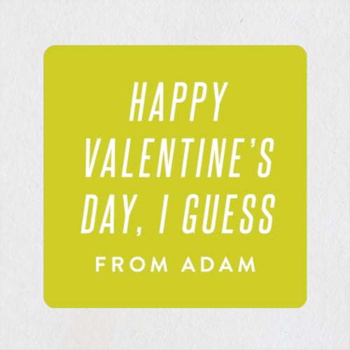 This is a chartreuse custom stickers with standard by Amy Payne called mom made me printing on uncoated sticker paper in sticker