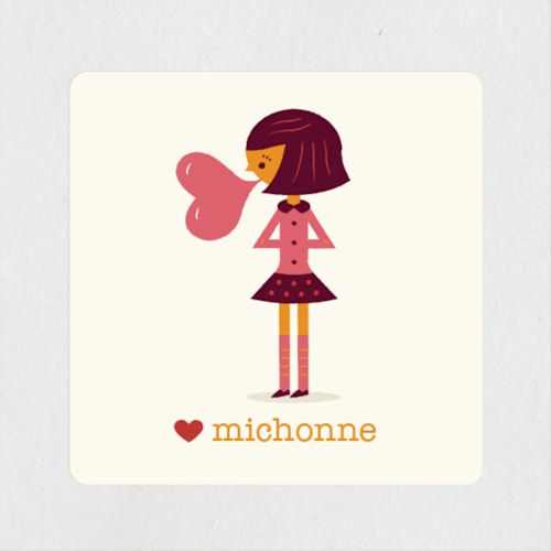 This is a strawberry custom stickers with standard by Bob Daly called be mine bubblegum printing on uncoated sticker paper in sticker