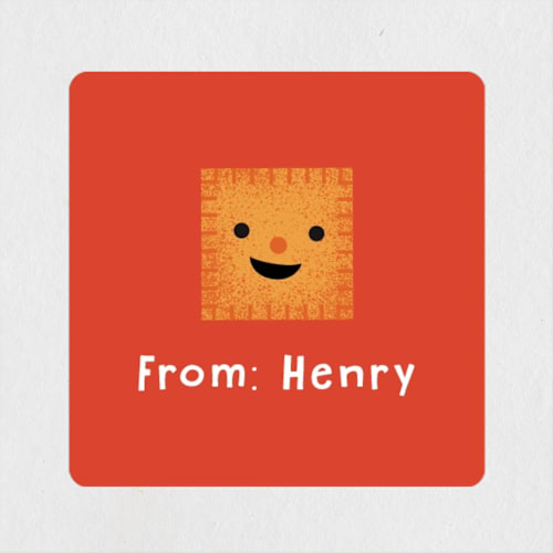 This is a peach custom stickers with standard by Annie Holmquist called cheezy printing on uncoated sticker paper in sticker