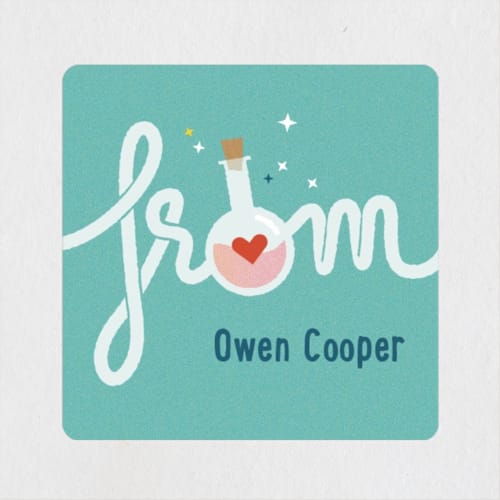 This is a aqua custom stickers with standard by Leia Matt called lab game printing on uncoated sticker paper in sticker
