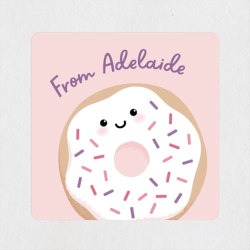 This is a melon custom stickers with standard by Kacey Kendrick Wagner called love donut printing on uncoated sticker paper in sticker