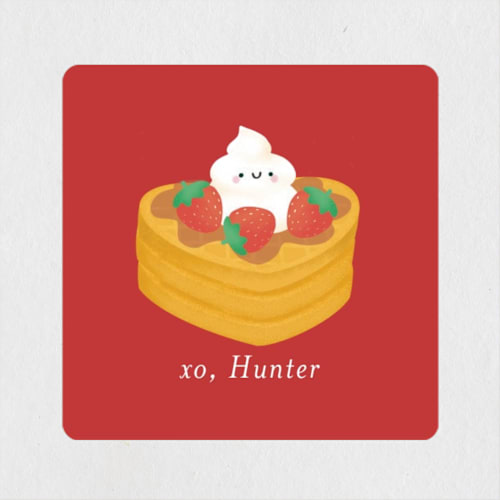 This is a strawberry custom stickers with standard by Itsy Belle Studio called waffle lot printing on uncoated sticker paper in sticker