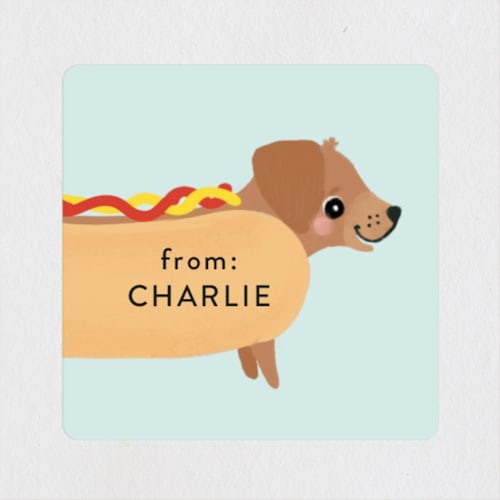 This is a pool custom stickers with standard by Itsy Belle Studio called hot dog printing on uncoated sticker paper in sticker