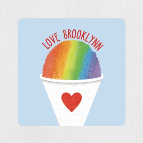 This is a sky custom stickers with standard by Brynne Foster called snow glad printing on uncoated sticker paper in sticker