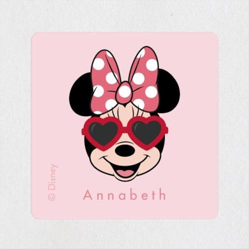 This is a bubblegum custom stickers with standard by Kacey Kendrick Wagner called shine bright disney minnie mouse printing on uncoated sticker paper in sticker