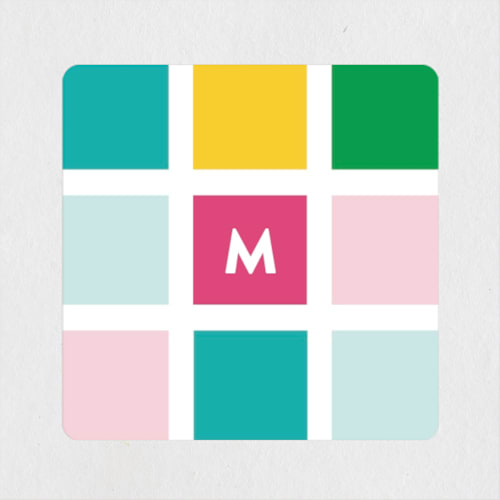 This is a magenta custom stickers with standard by Genna Blackburn called colorful joyful printing on uncoated sticker paper in sticker