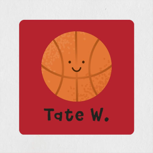This is a cardinal custom stickers with standard by Kacey Kendrick Wagner called basketball swish printing on uncoated sticker paper in sticker