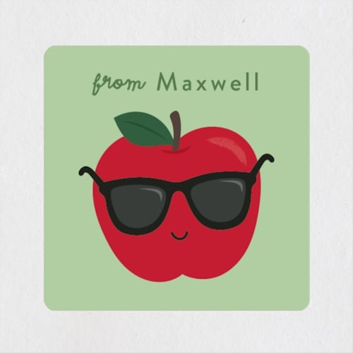 This is a granny smith custom stickers with standard by Kacey Kendrick Wagner called awesome applesauce printing on uncoated sticker paper in sticker