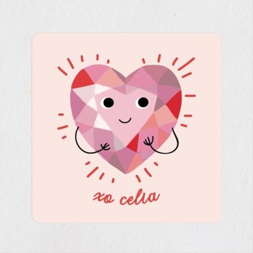 This is a ruby custom stickers with standard by Hannah Williams called gemstone printing on uncoated sticker paper in sticker