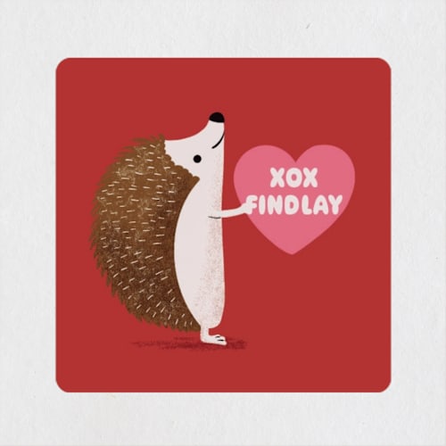 This is a cherry custom stickers with standard by mo kelley called sending hedgehugs printing on uncoated sticker paper in sticker