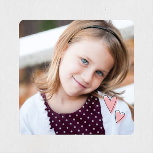 This is a carnation custom stickers with standard by Erin Deegan called floating hearts printing on uncoated sticker paper in sticker