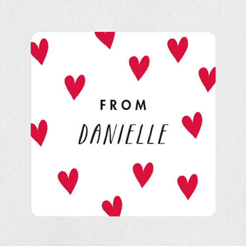 This is a cherry custom stickers with standard by Stacey Meacham called scattered hearts printing on uncoated sticker paper in sticker