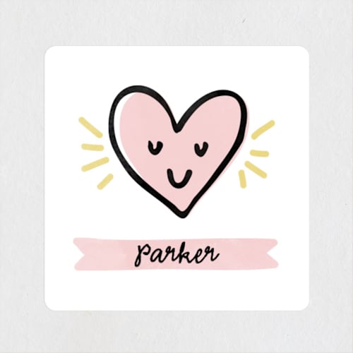 This is a citrus custom stickers with standard by Melissa Egan of Pistols called happy heart day printing on uncoated sticker paper in sticker
